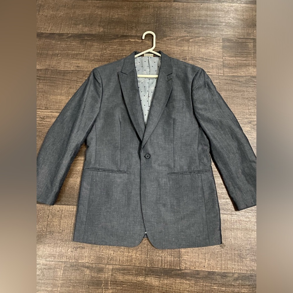 PERRY ELLIS 42R Gray One Button Coat Blazer.